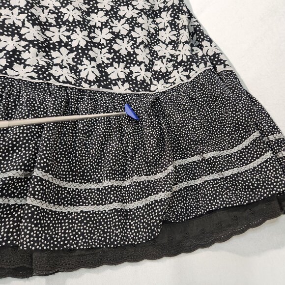 Vintage SOYA Cottagecore Flounce Black/Gray 2-Printed Skirt Size 40/8 Exc. Cond. - Picture 11 of 16